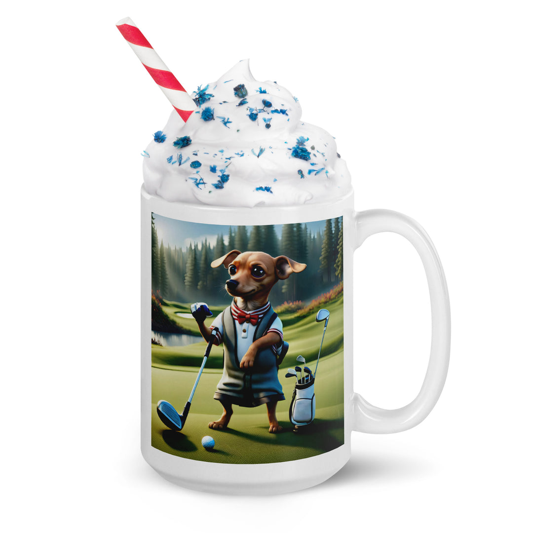 Chiweenie Golfer- White glossy mug v3