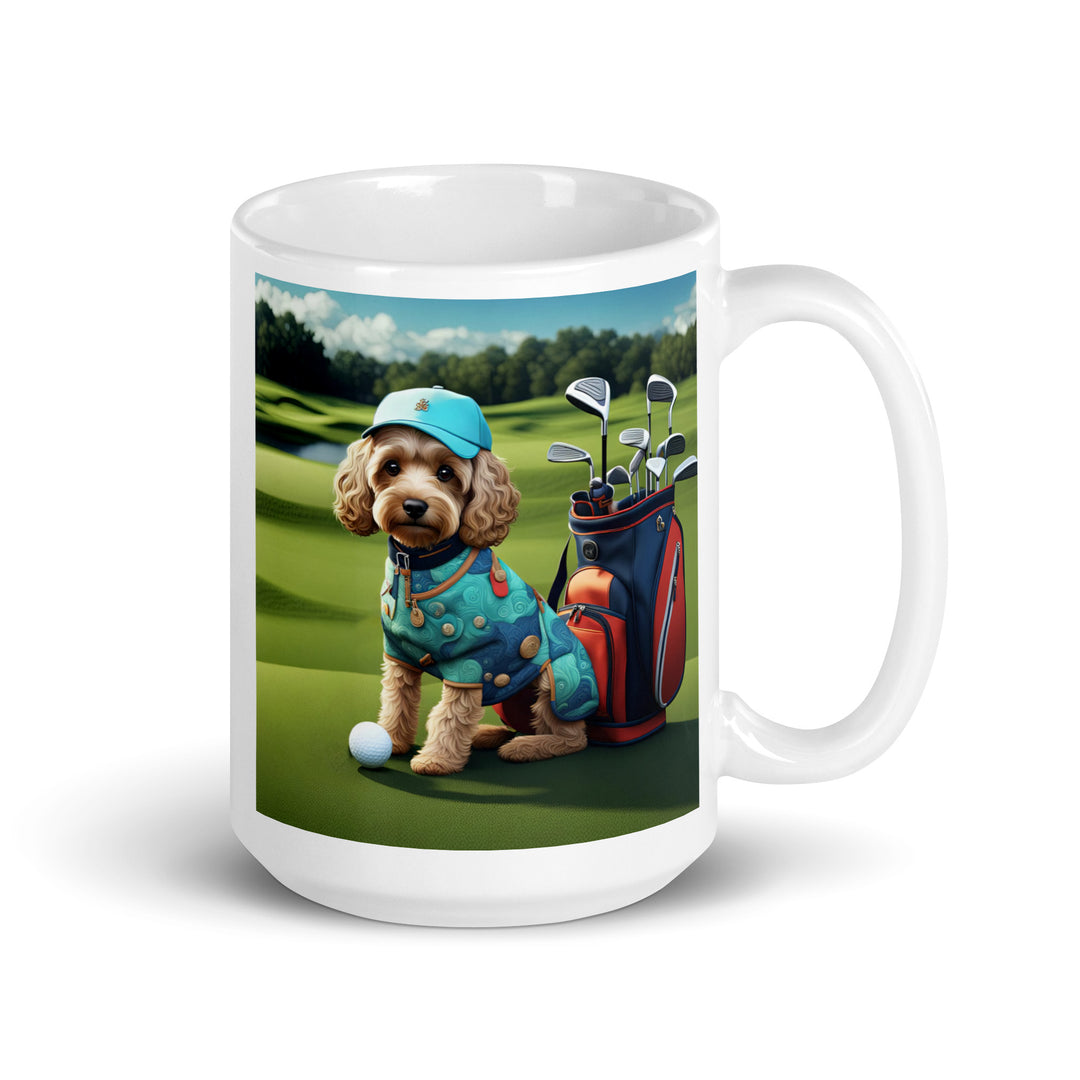 Cockapoo Golfer- White glossy mug v5