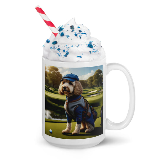 Cockapoo Golfer- White glossy mug v9