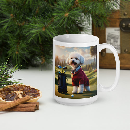 Maltipoo Golfer- White glossy mug v10