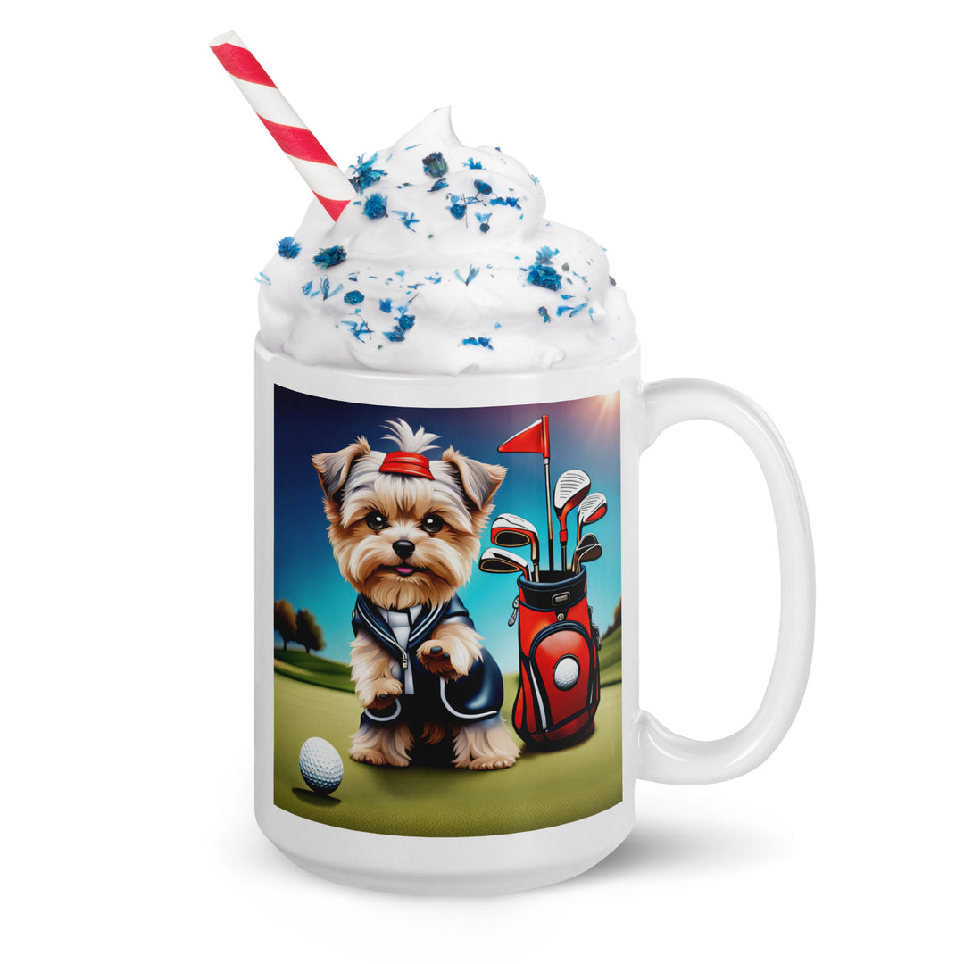 Morkie Golfer- White glossy mug v2