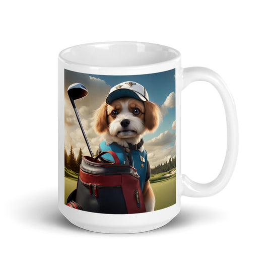 Pekapoo Golfer- White glossy mug v4