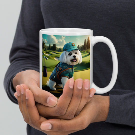 Pekapoo Golfer- White glossy mug v11
