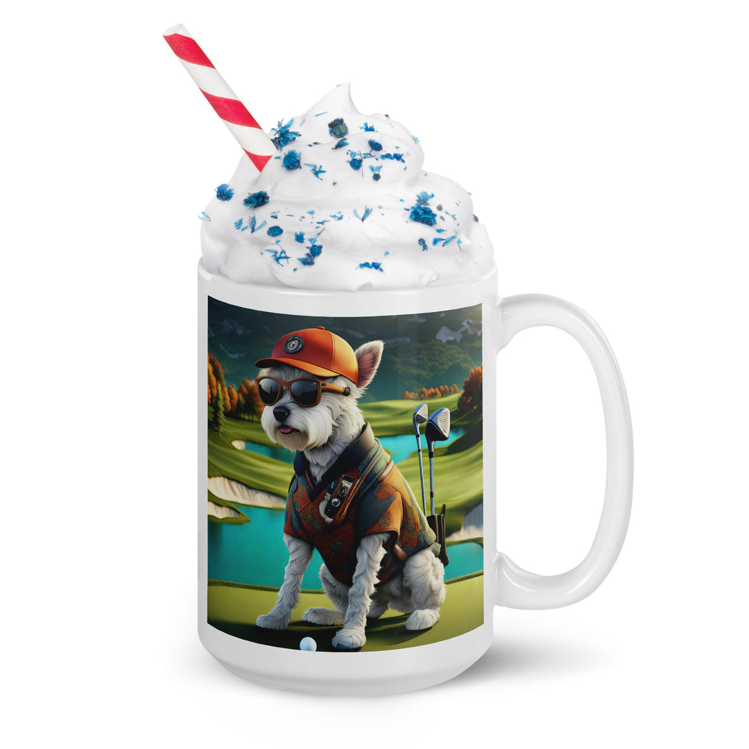Pekapoo Golfer- White glossy mug v13