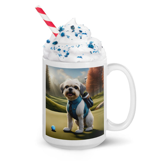 Pugapoo Golfer- White glossy mug v2
