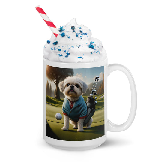 Pugapoo Golfer- White glossy mug v4