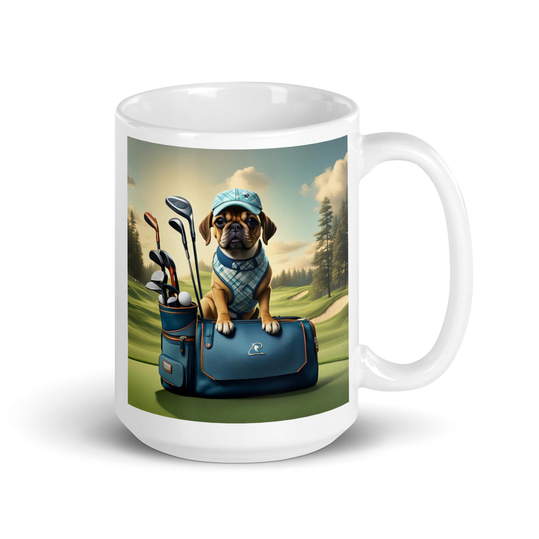 Puggle Golfer- White glossy mug v2