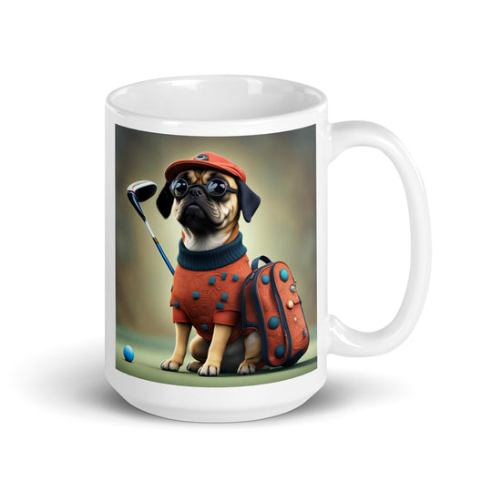 Puggle Golfer- White glossy mug v4