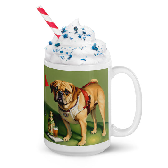 Puggle Golfer- White glossy mug v15