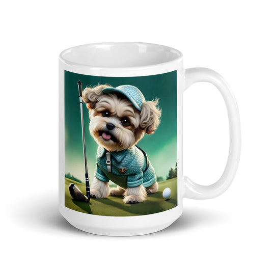 Shih-Poo Golfer- White glossy mug