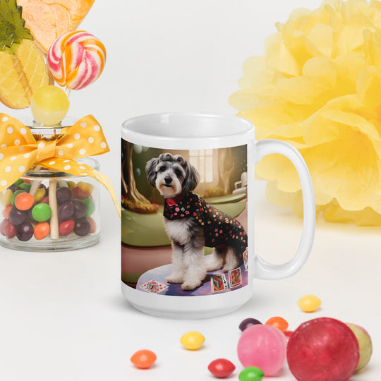 Schnoodle Golfer- White glossy mug v7