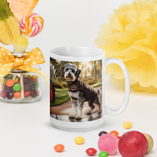 Schnoodle Golfer- White glossy mug v11