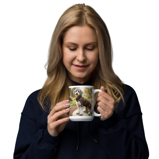 Schnoodle Golfer- White glossy mug v14