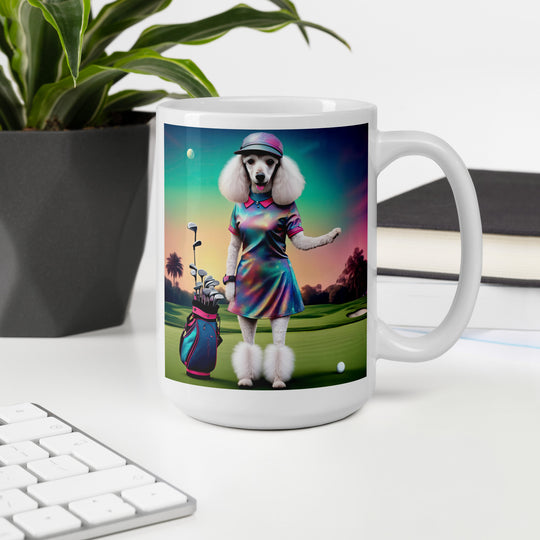 Poodle Golfer- White glossy mug v5