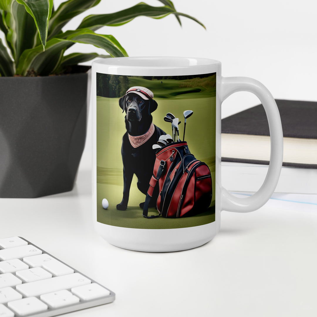 Golden Retriever Golfer-White glossy mug V5