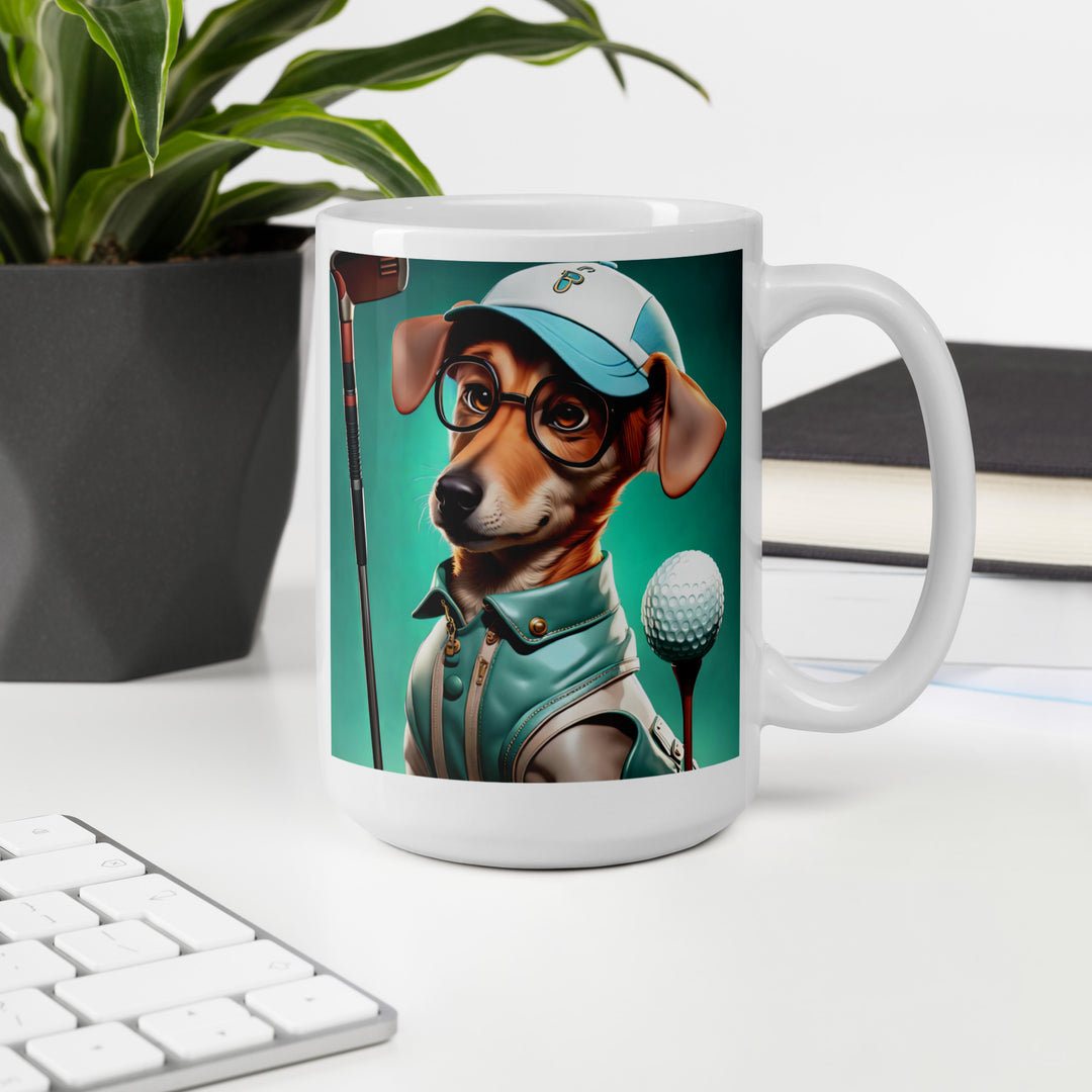 Chiweenie Golfer- White glossy mug v5