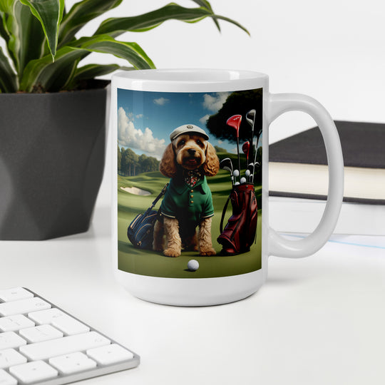 Cockapoo Golfer- White glossy mug