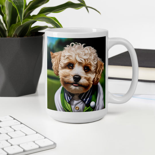 Maltipoo Golfer- White glossy mug v2