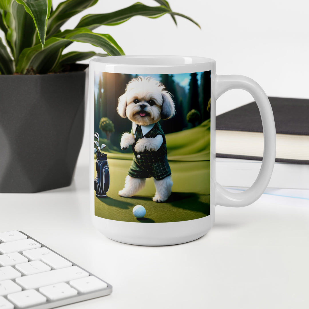 Shih-Poo Golfer- White glossy mug v3