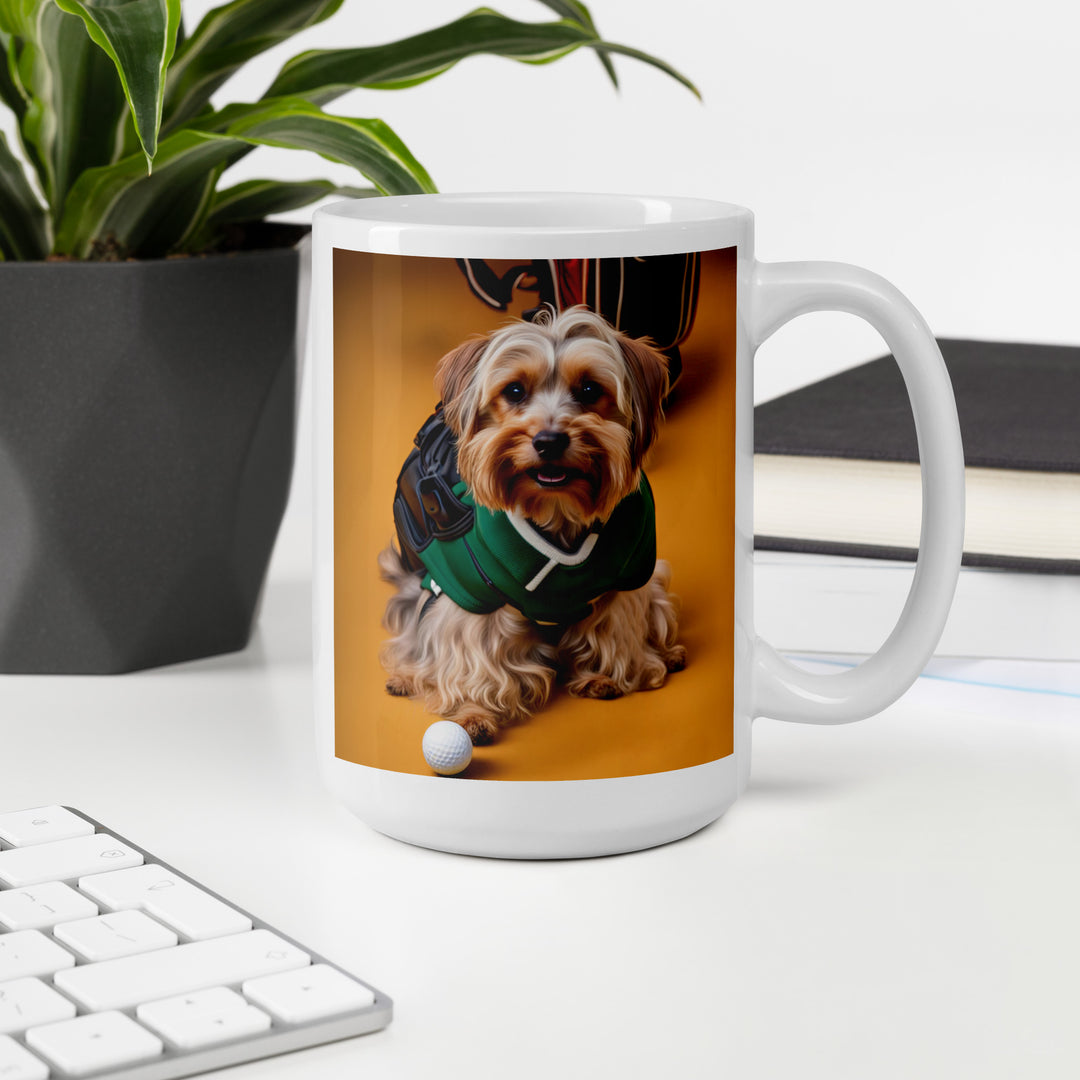 Yorkipoo Golfer- White glossy mug