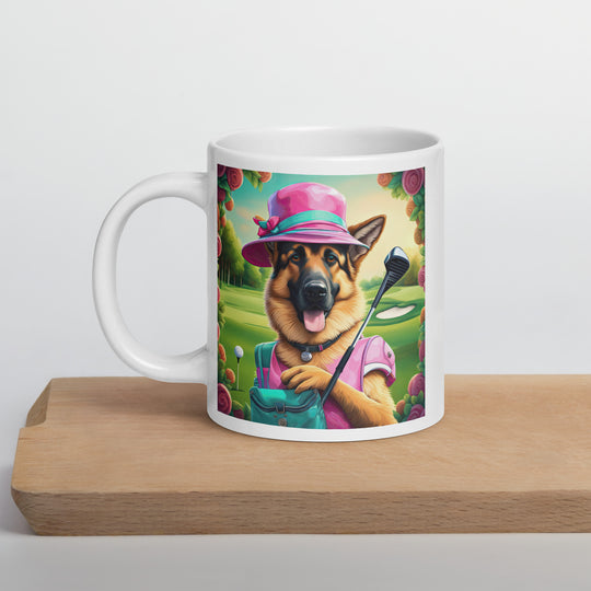 German Shepherd Golfer- White glossy mug v4