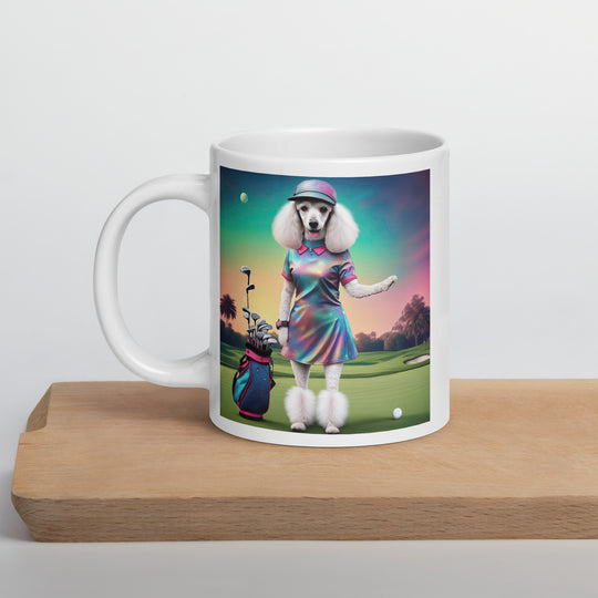 Poodle Golfer- White glossy mug v5