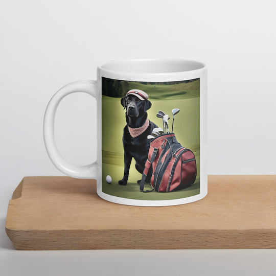 Golden Retriever Golfer-White glossy mug V5