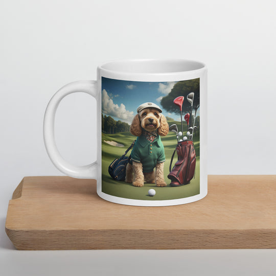 Cockapoo Golfer- White glossy mug