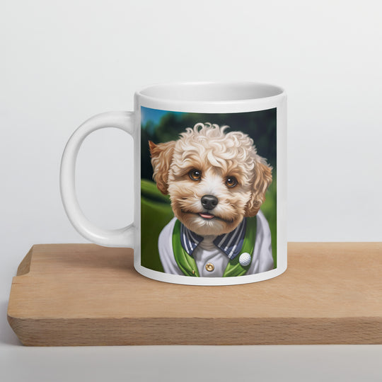 Maltipoo Golfer- White glossy mug v2