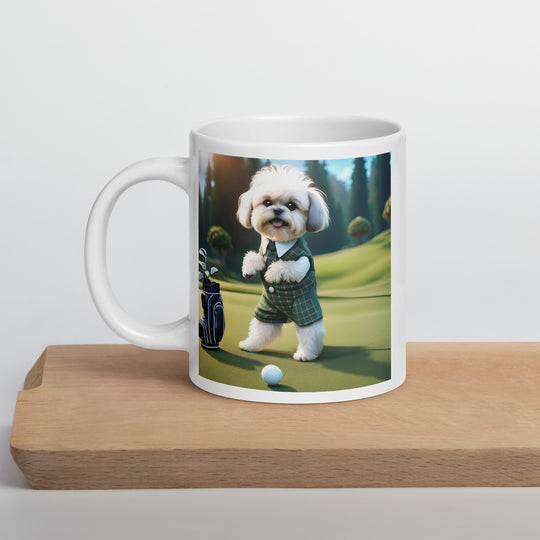 Shih-Poo Golfer- White glossy mug v3