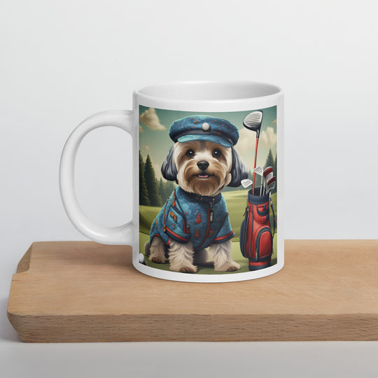 Yorkipoo Golfer- White glossy mug v4