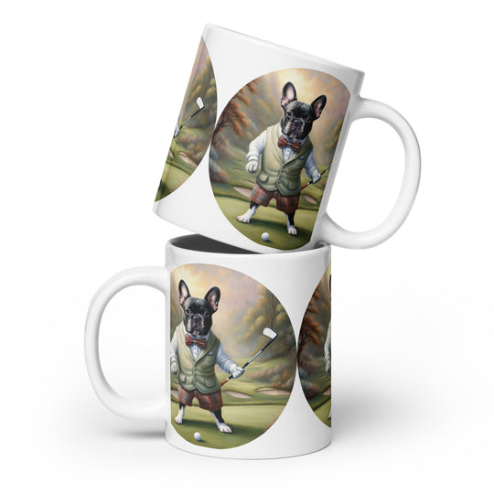 White glossy mug-French Bulldog V6