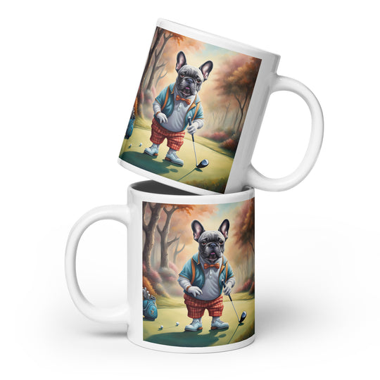 White glossy mug-French Bulldog V8