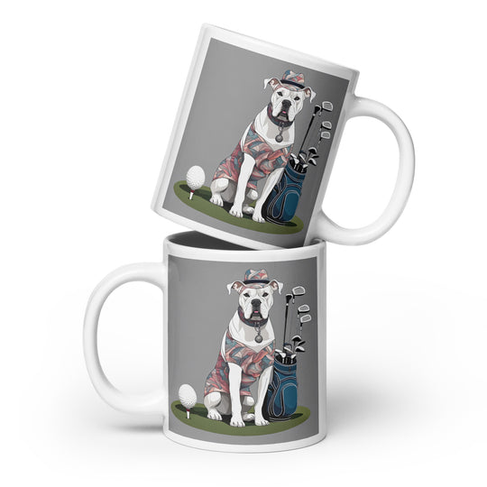 American Bulldog Golfer- White Glossy Mug v4