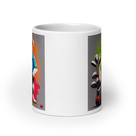 Bulldog Golfer- White glossy mug v3