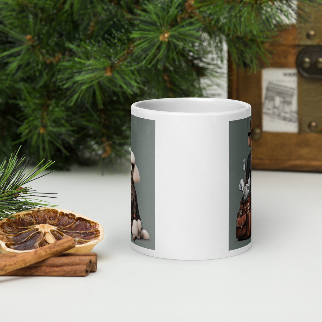 Poodle Golfer- White glossy mug V6