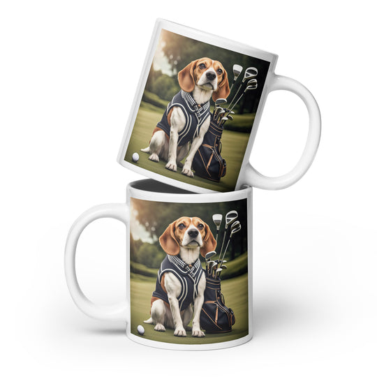 Beagle Golfer- White glossy mug