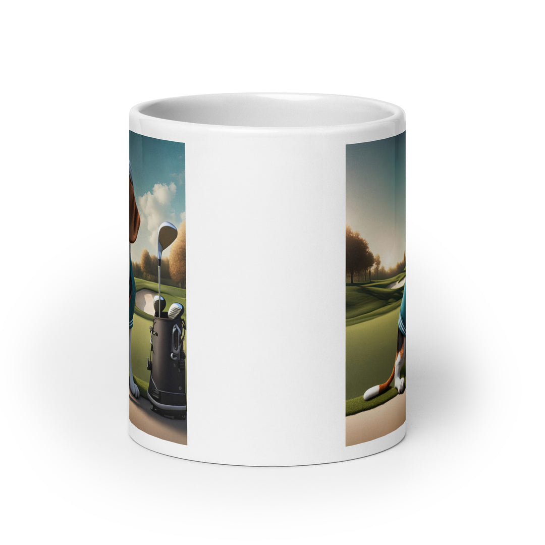 Beagle Golfer- White glossy mug v2