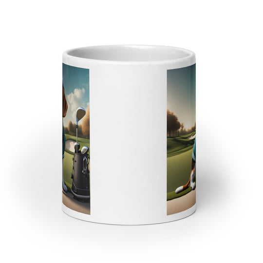 Beagle Golfer- White glossy mug v2