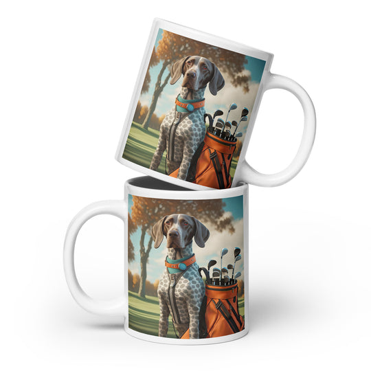 German Shorthaired Pointer Golfer- White glossy mug