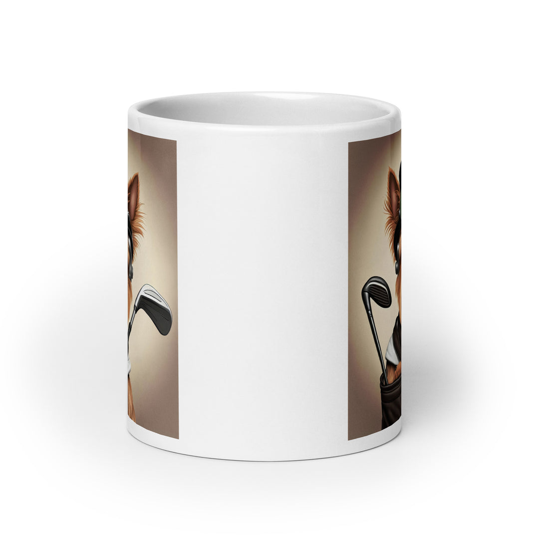 Yorkshire Terrier Golfer- White glossy mug v3
