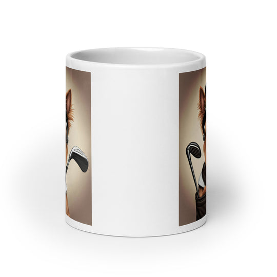 Yorkshire Terrier Golfer- White glossy mug v3