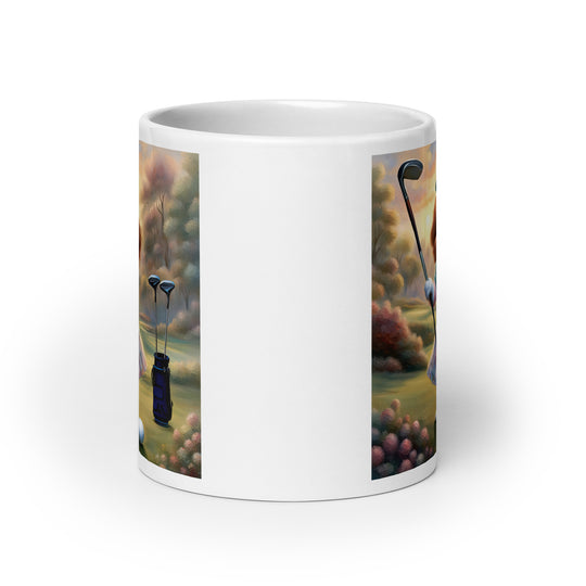 Cavalier King Charles Spaniel Golfer- White glossy mug