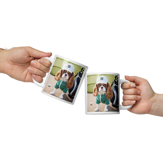 Cavalier King Charles Spaniel Golfer- White glossy mug v4