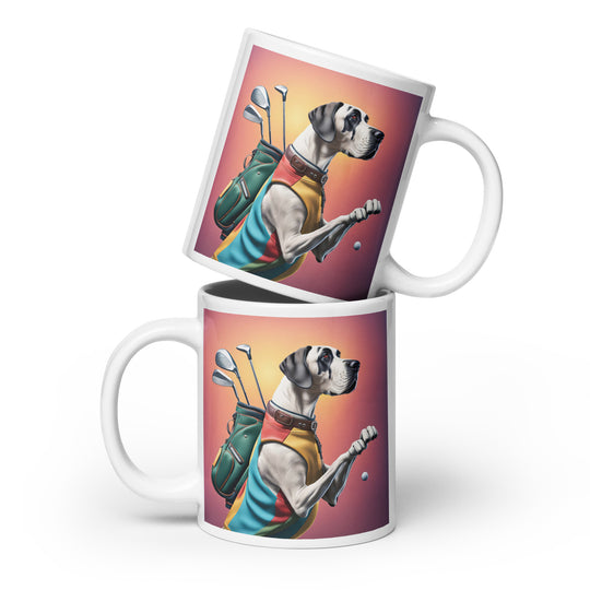 Great Dane Golfer- White glossy mug