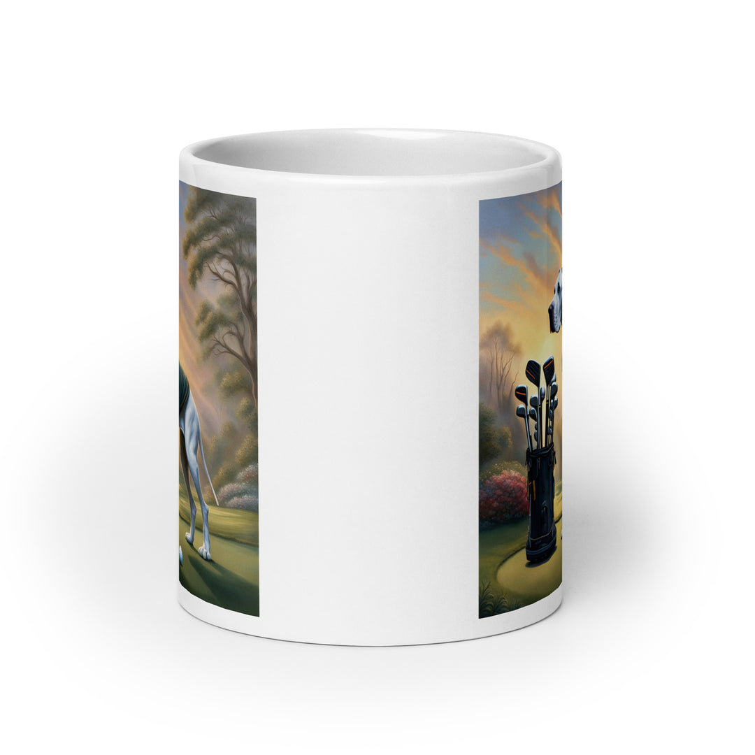 Great Dane Golfer- White glossy mug v3