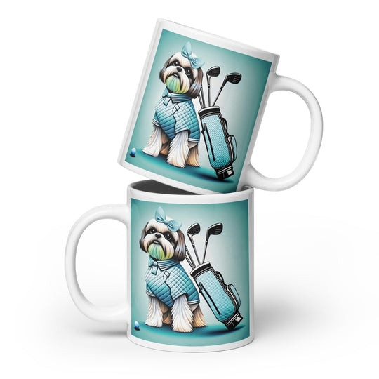 Shih Tzu Golfer- White glossy mug v4