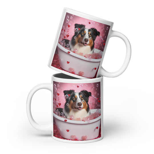 Australian Shepherd Romantic- White glossy mug v2