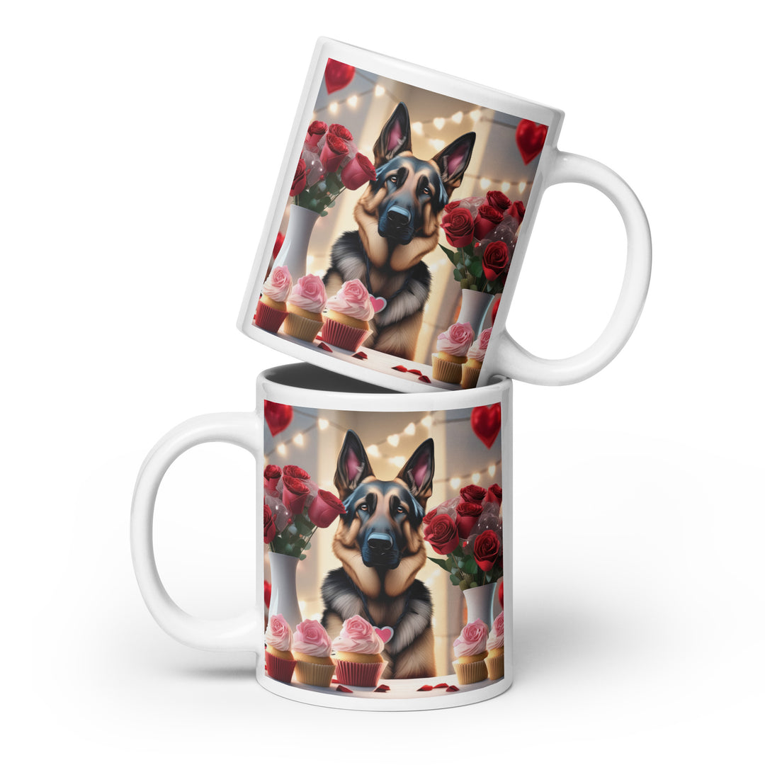 German Shepherd Romantic- White glossy mug v2