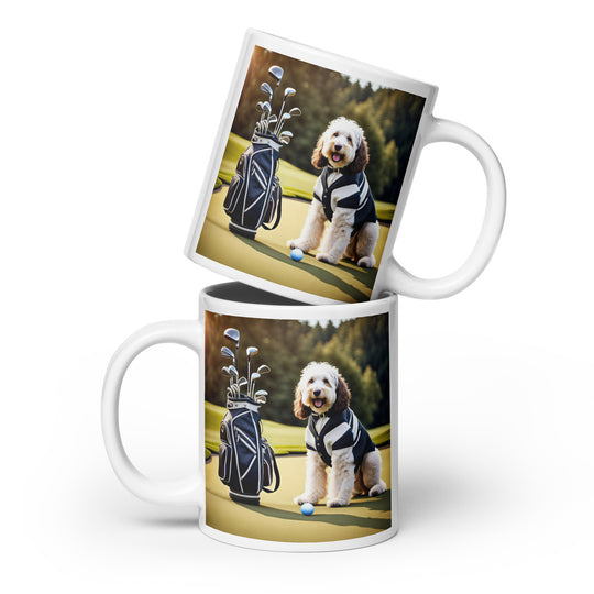 Bernedoodle Golfer- White glossy mug